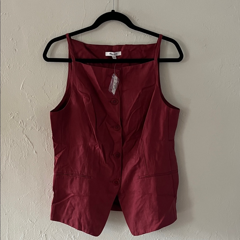 Madewell Burgundy Button Down Vest Shirt
